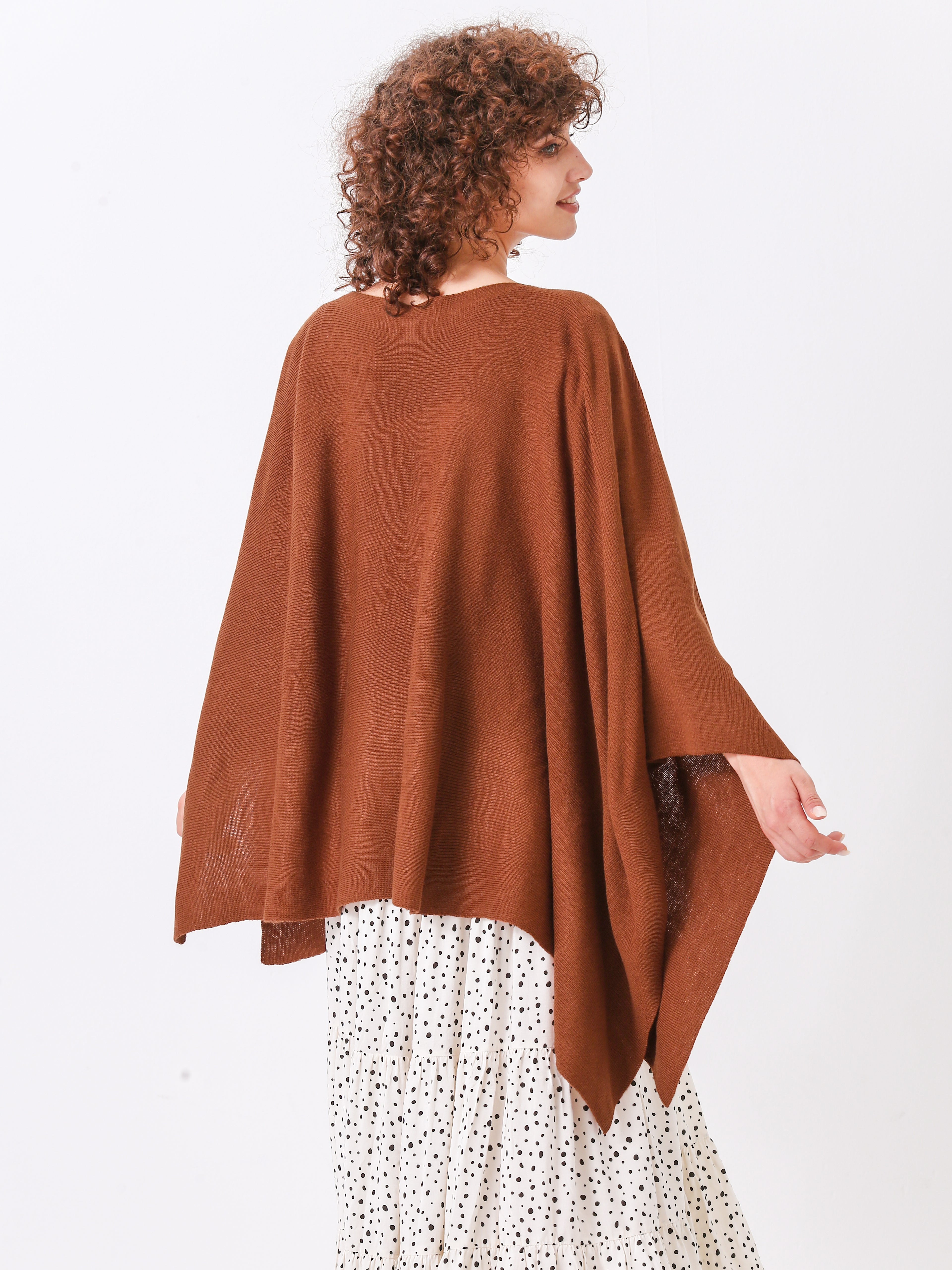 Split Detail Knit Poncho