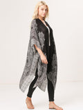 Black Ribbon Print Kimono - Shopmossrose