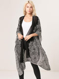 Black Ribbon Print Kimono - Shopmossrose