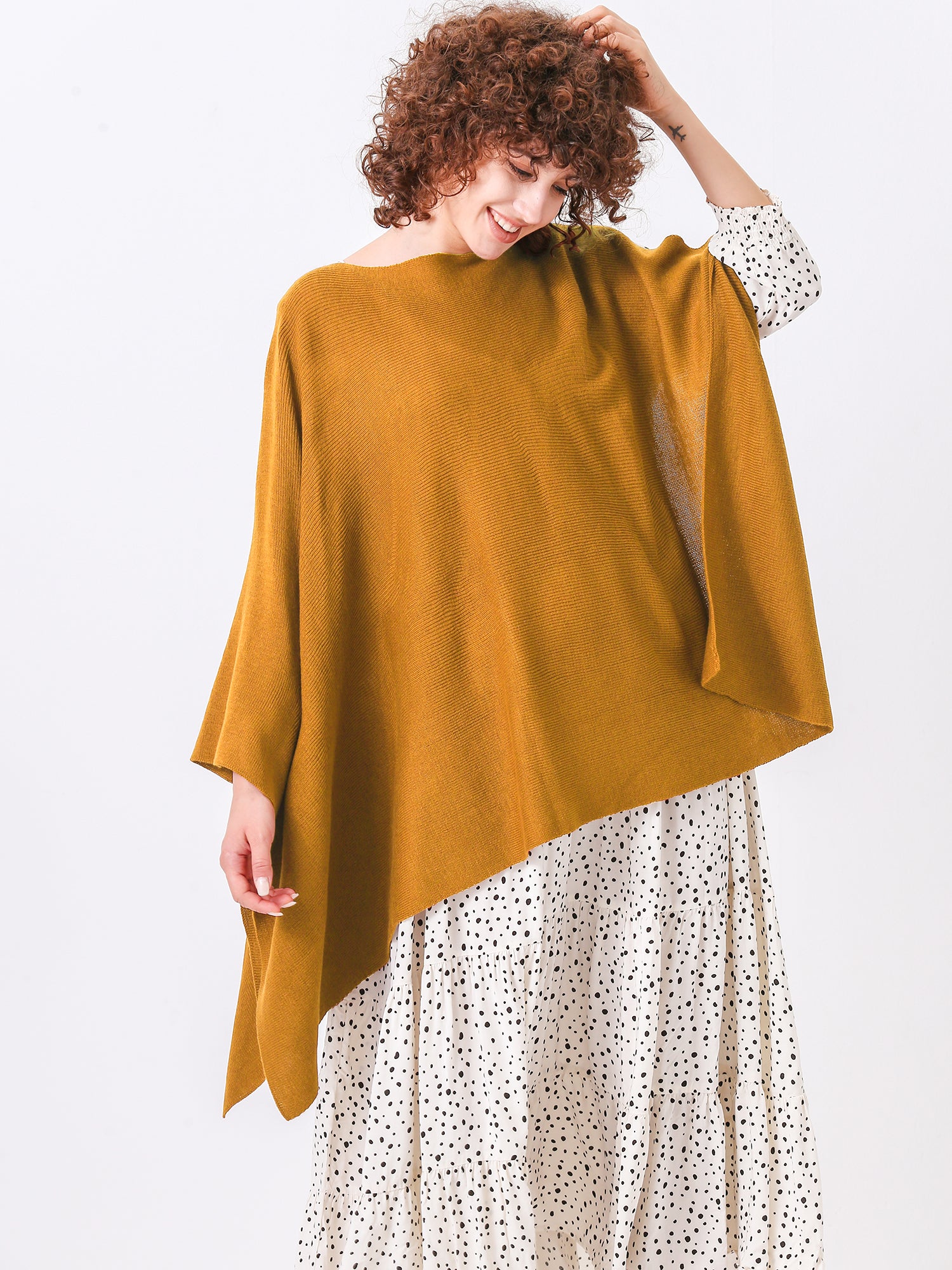 Split Detail Knit Poncho