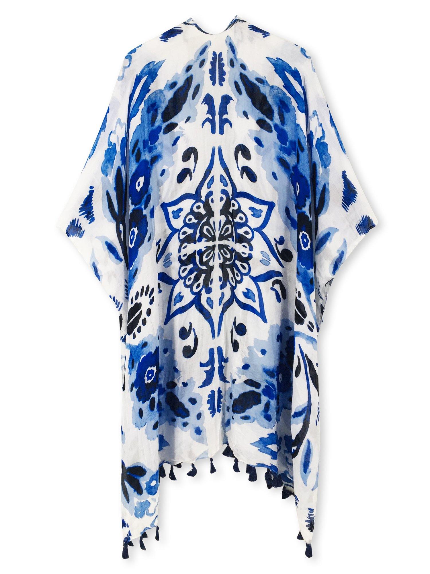 Moss Rose Charisma Blue Flora Kimono