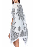 Moss Rose Bohemian Adeline White Print Kimono