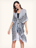 Moss Rose Bohemian Adeline Grey Print Kimono 