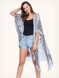 Moss Rose Bohemian Adeline Grey Print Kimono