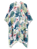 Moss Rose Palm Leaf Tropical Kimono