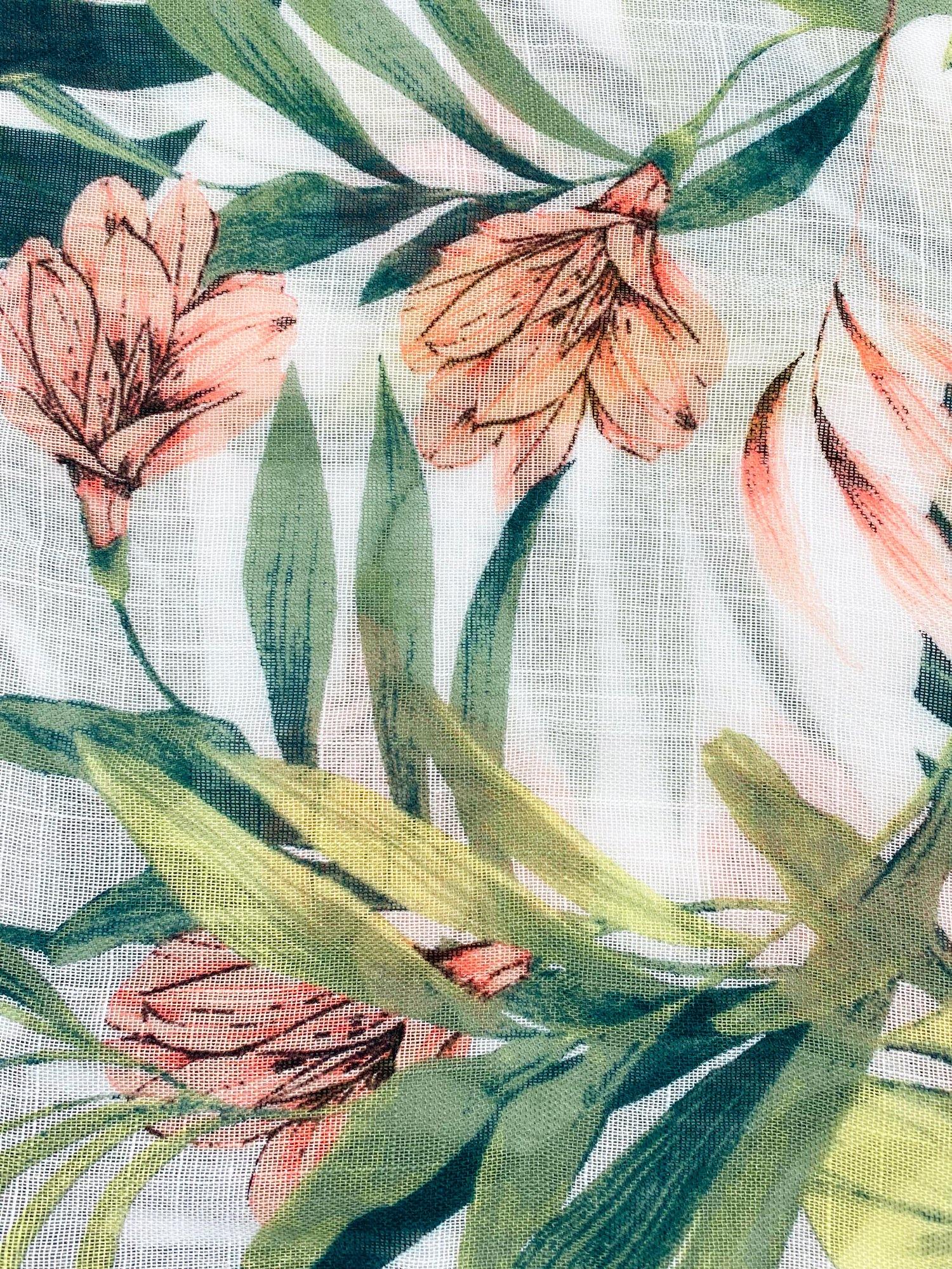 Moss Rose Palm Leaf Tropical Kimono