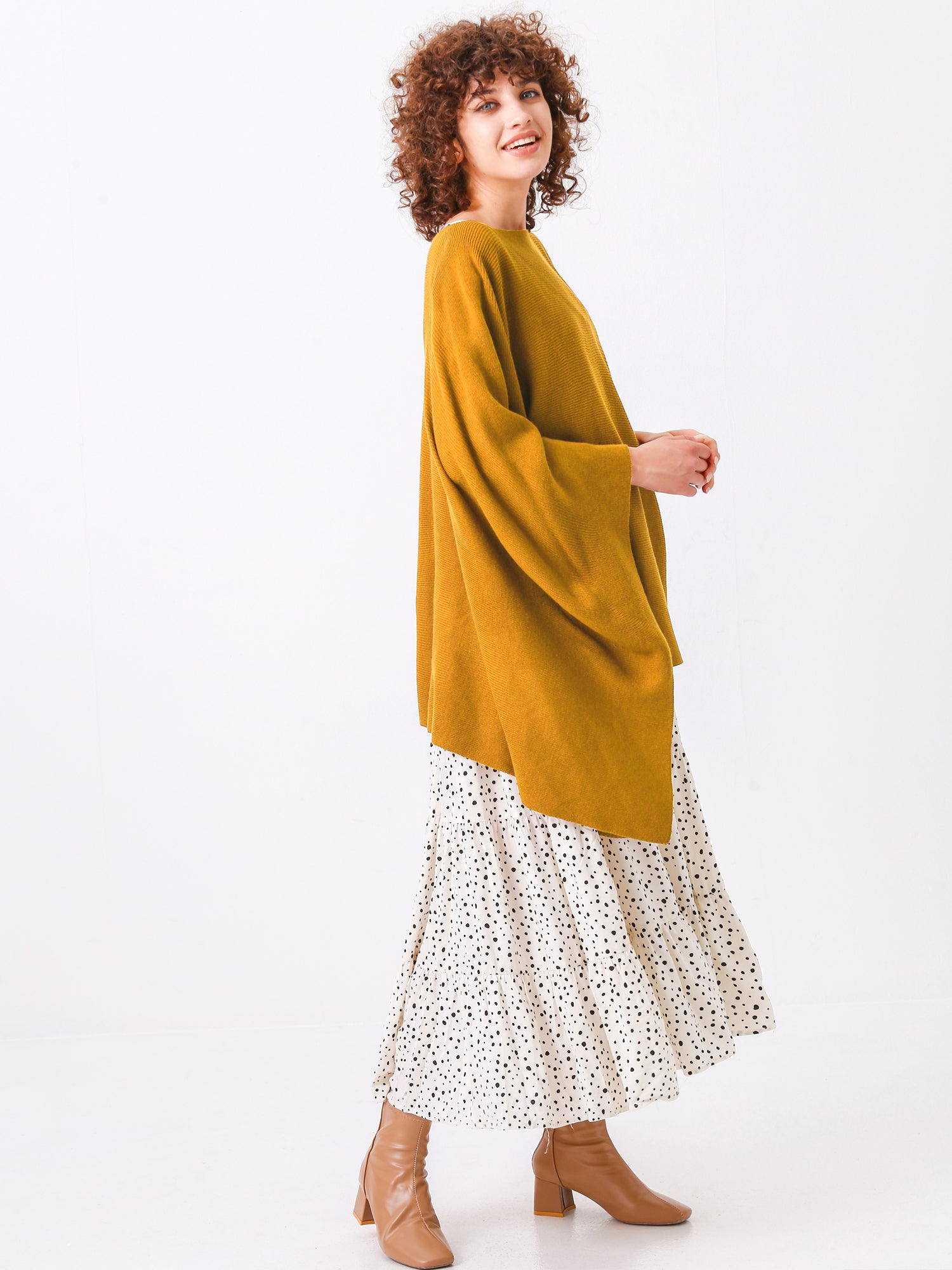 Split Detail Knit Poncho