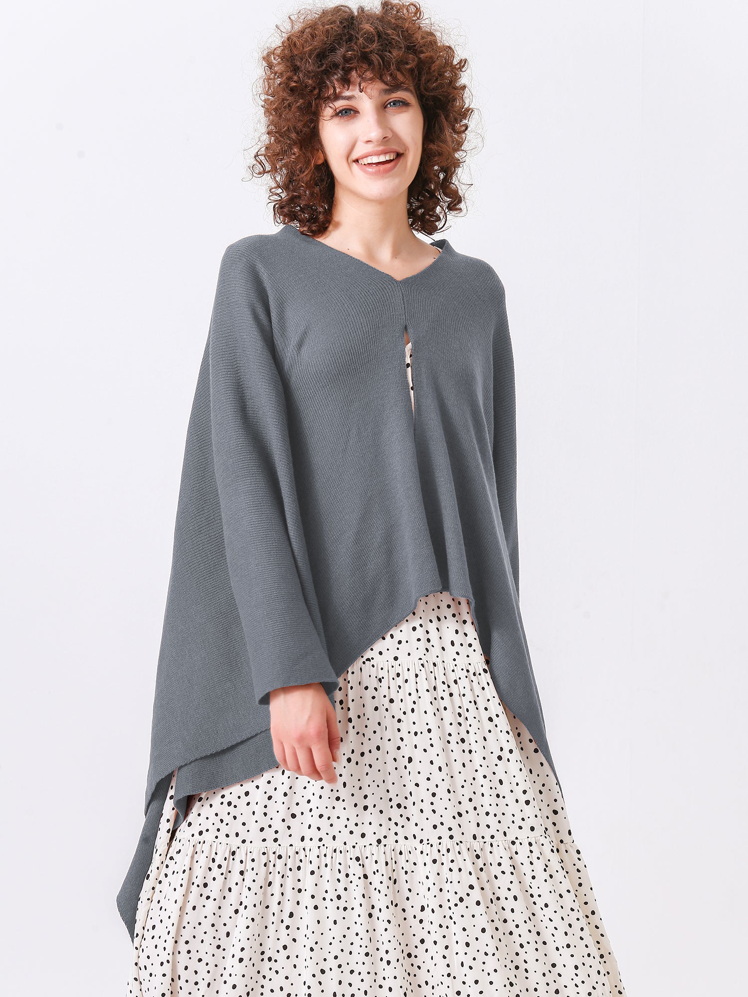 Split Detail Knit Poncho