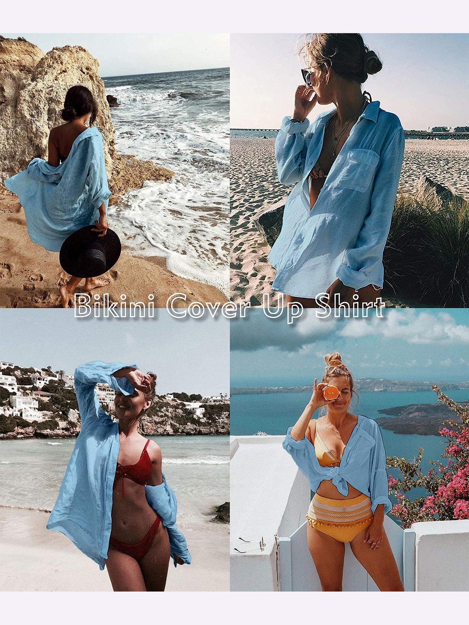 Moss Rose Button Down Cover-Up Shirt