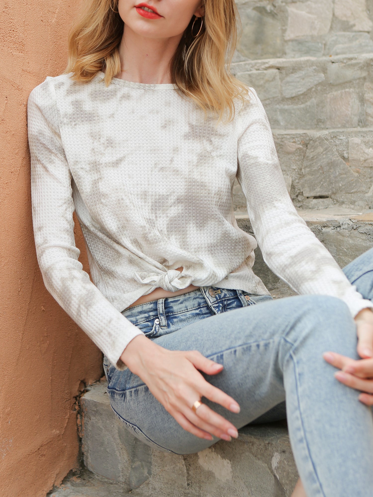 Waythefree Tie Front Sweatshirt Top
