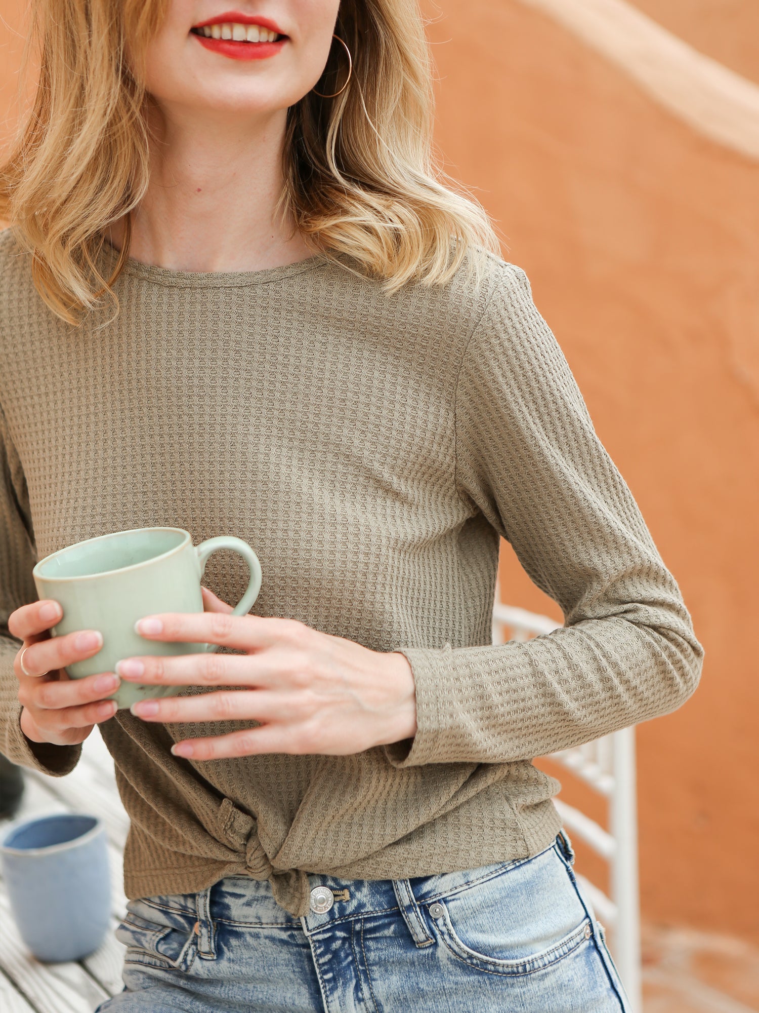 Tie Front Sweatshirt Top