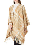 Camel Cream Plaid Poncho Cape