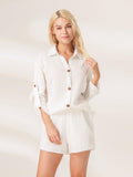 Moss Rose Cotton Cover Up Shirt