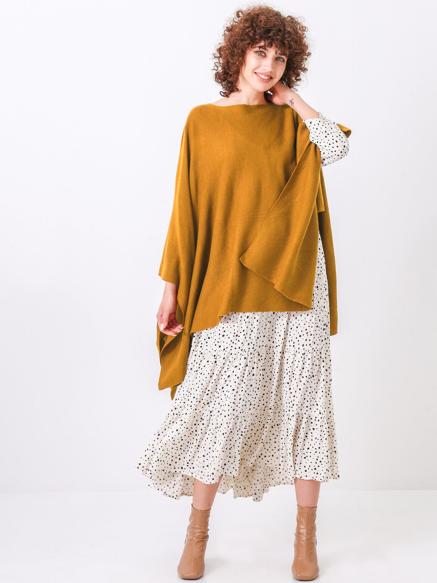 Split Detail Knit Poncho