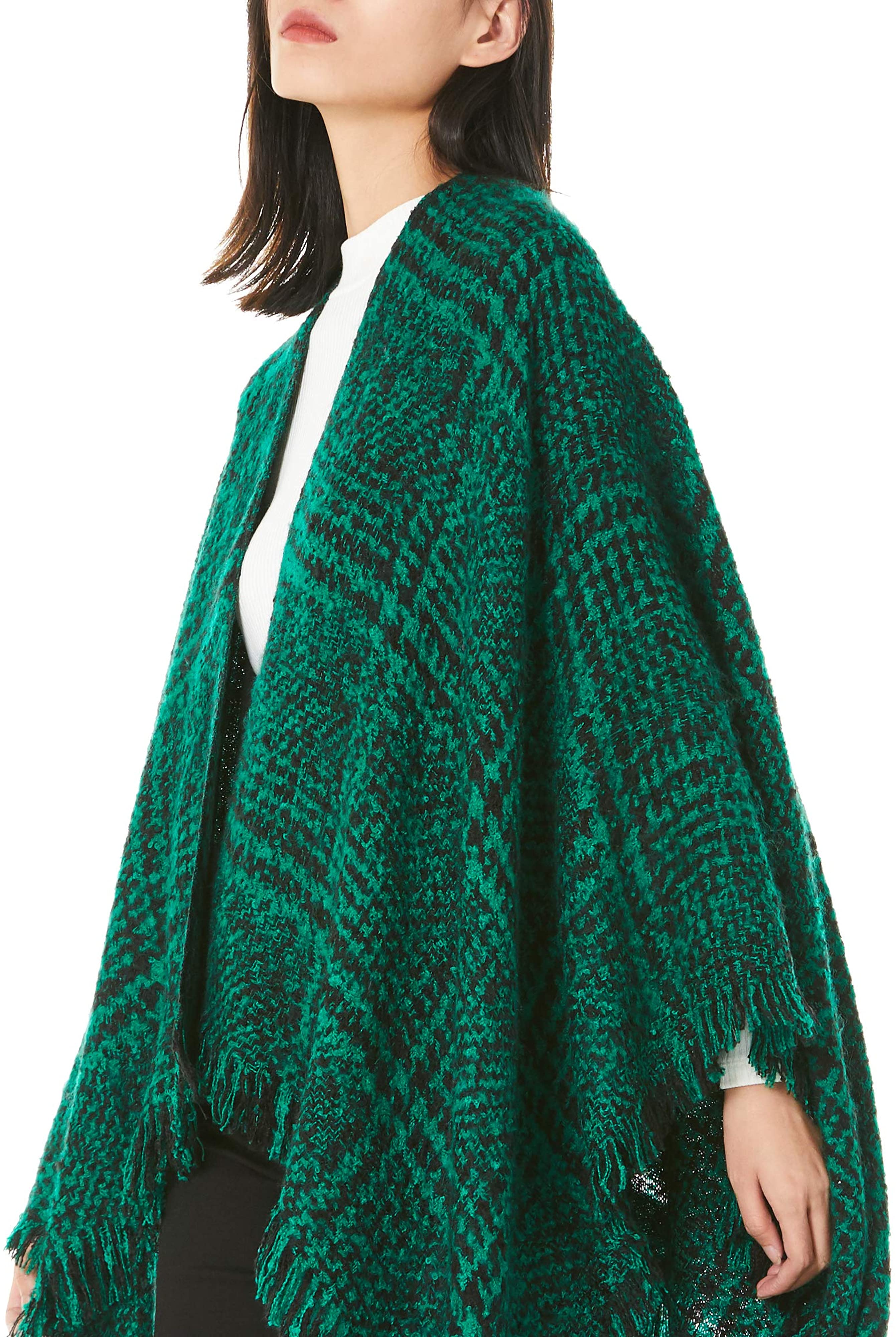 Green And Black Poncho Travel Wrap