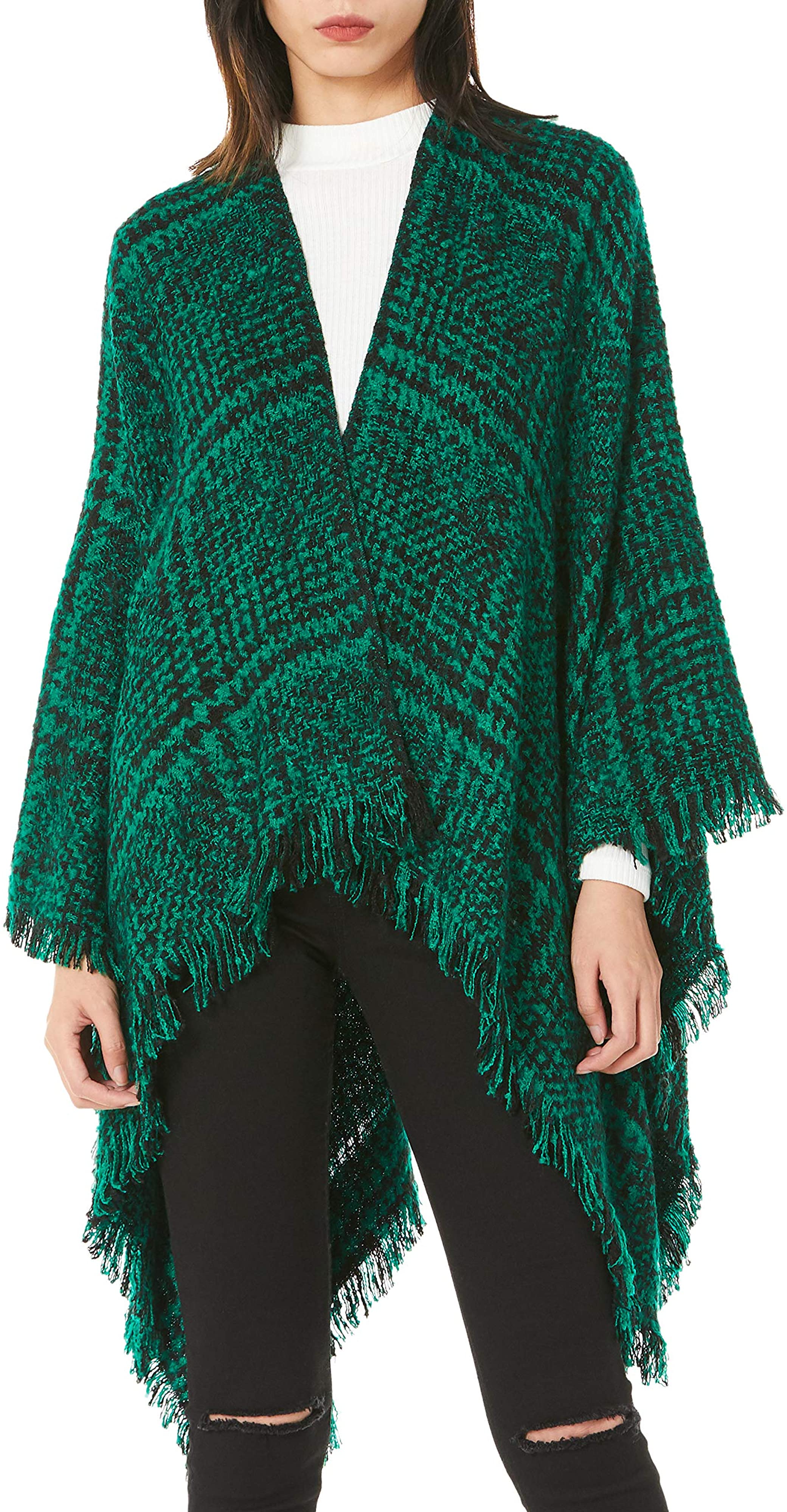 Green And Black Poncho Travel Wrap