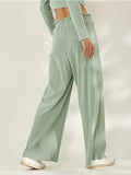 Moss Rose Rib Knit Wide Pants