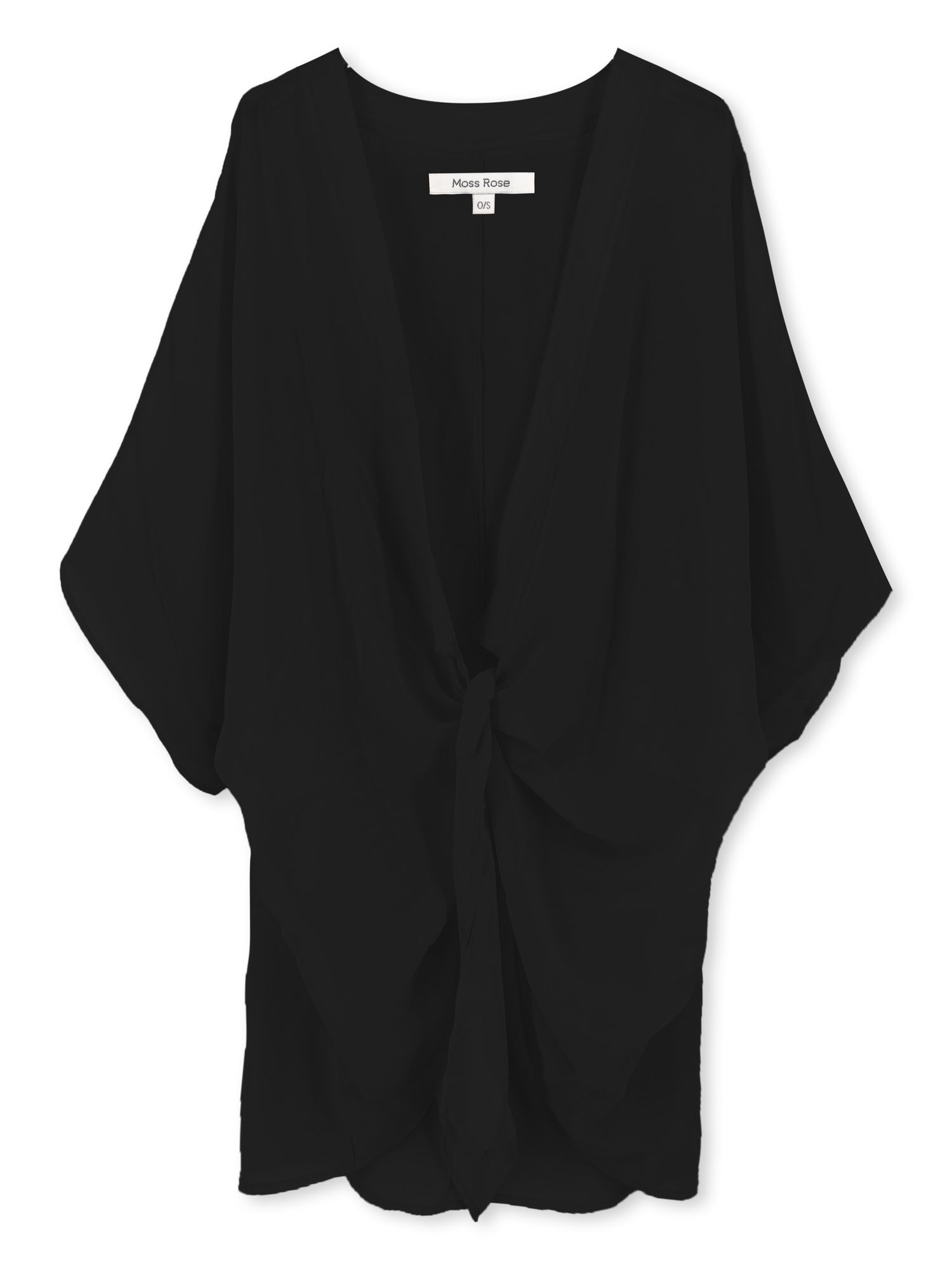 Moss Rose Solid Tie Front Kimono