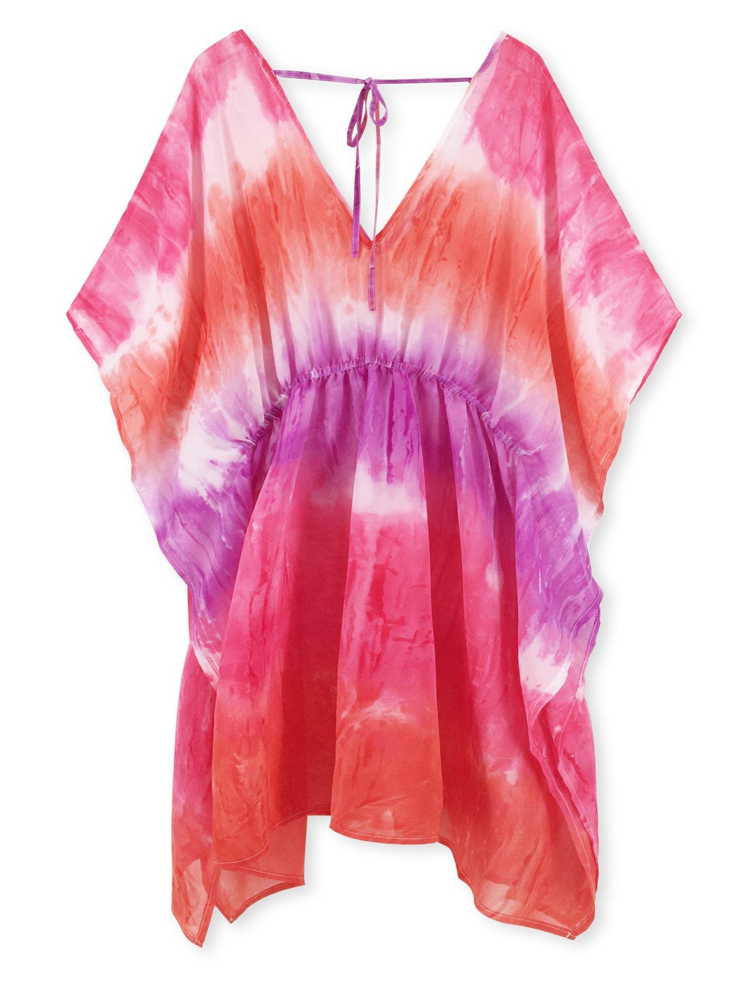 Moss Rose Pink Tie Dye Print Cover Up