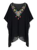Moss Rose V-neck Embroidery Kaftan
