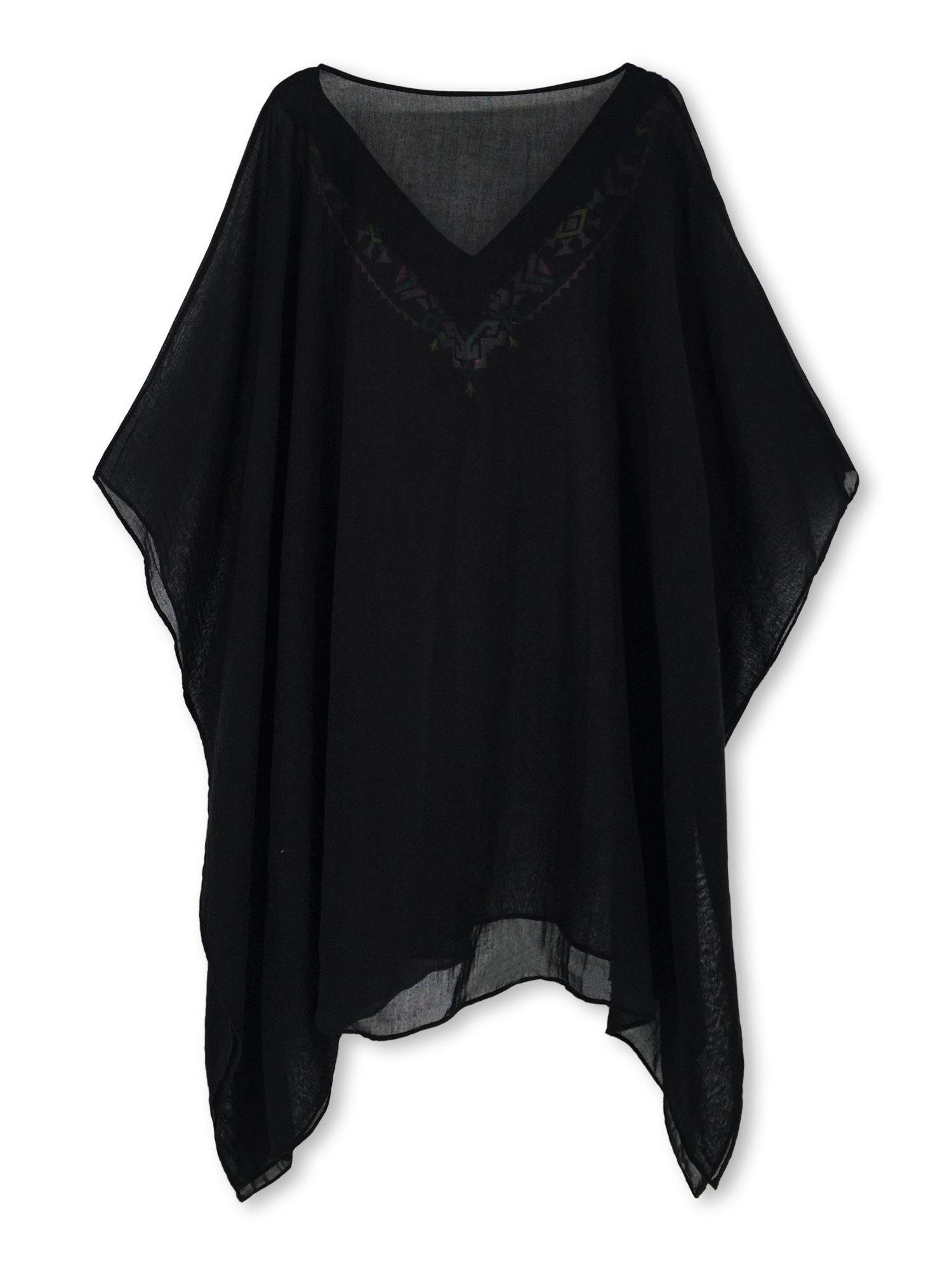 Moss Rose V-neck Embroidery Kaftan