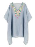 Moss Rose V-neck Embroidery Kaftan  