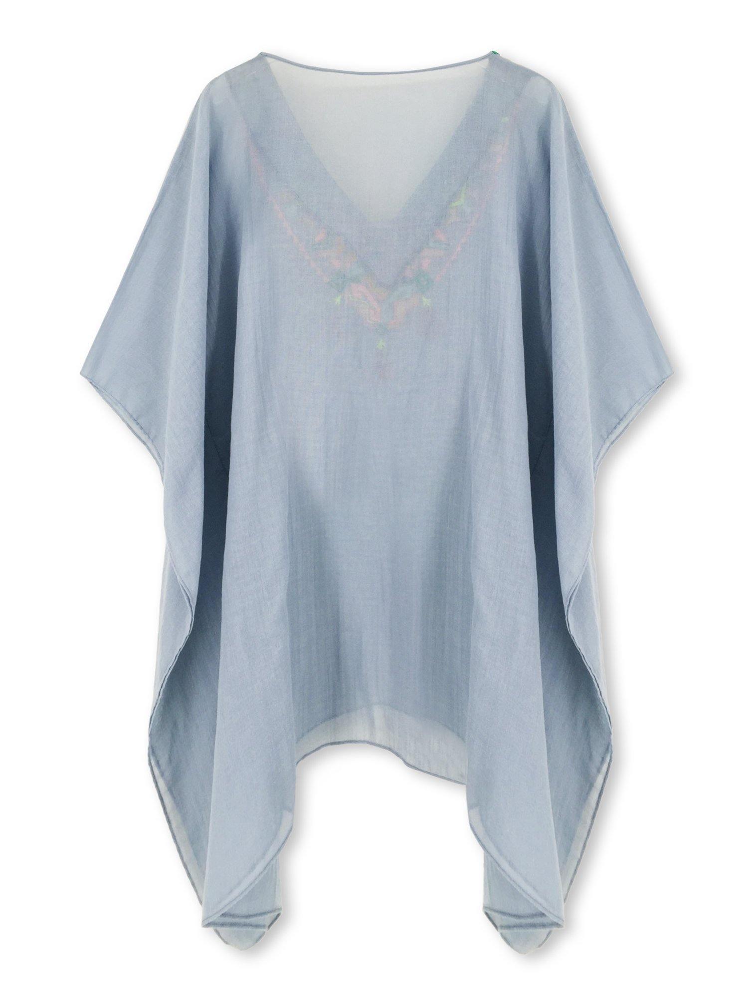 Moss Rose V-neck Embroidery Kaftan