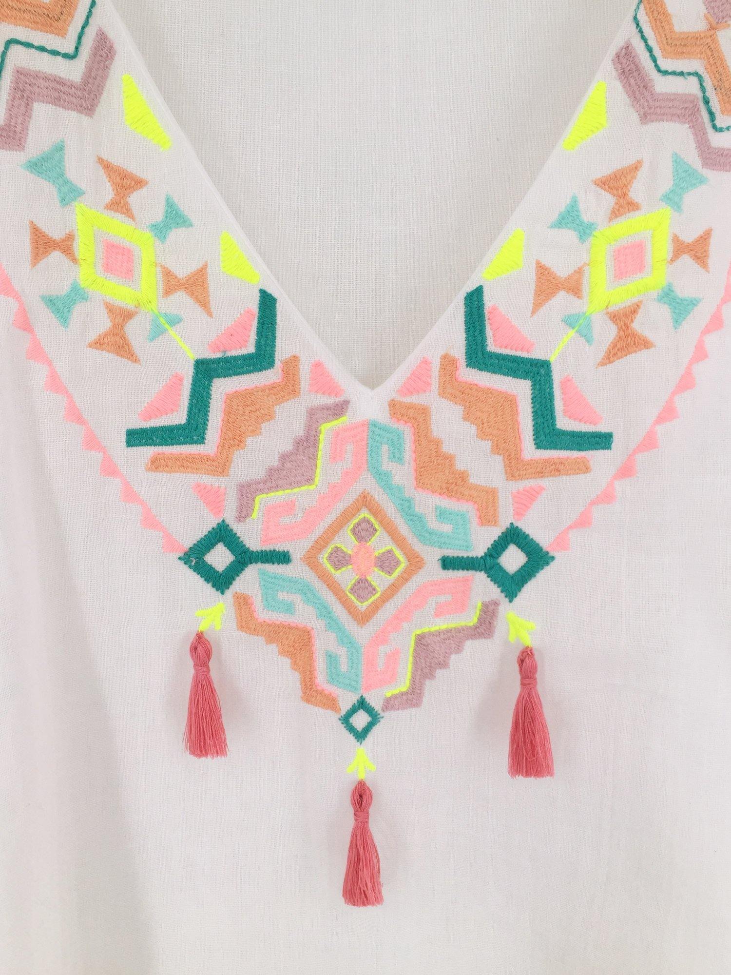 Moss Rose V-neck Embroidery Kaftan