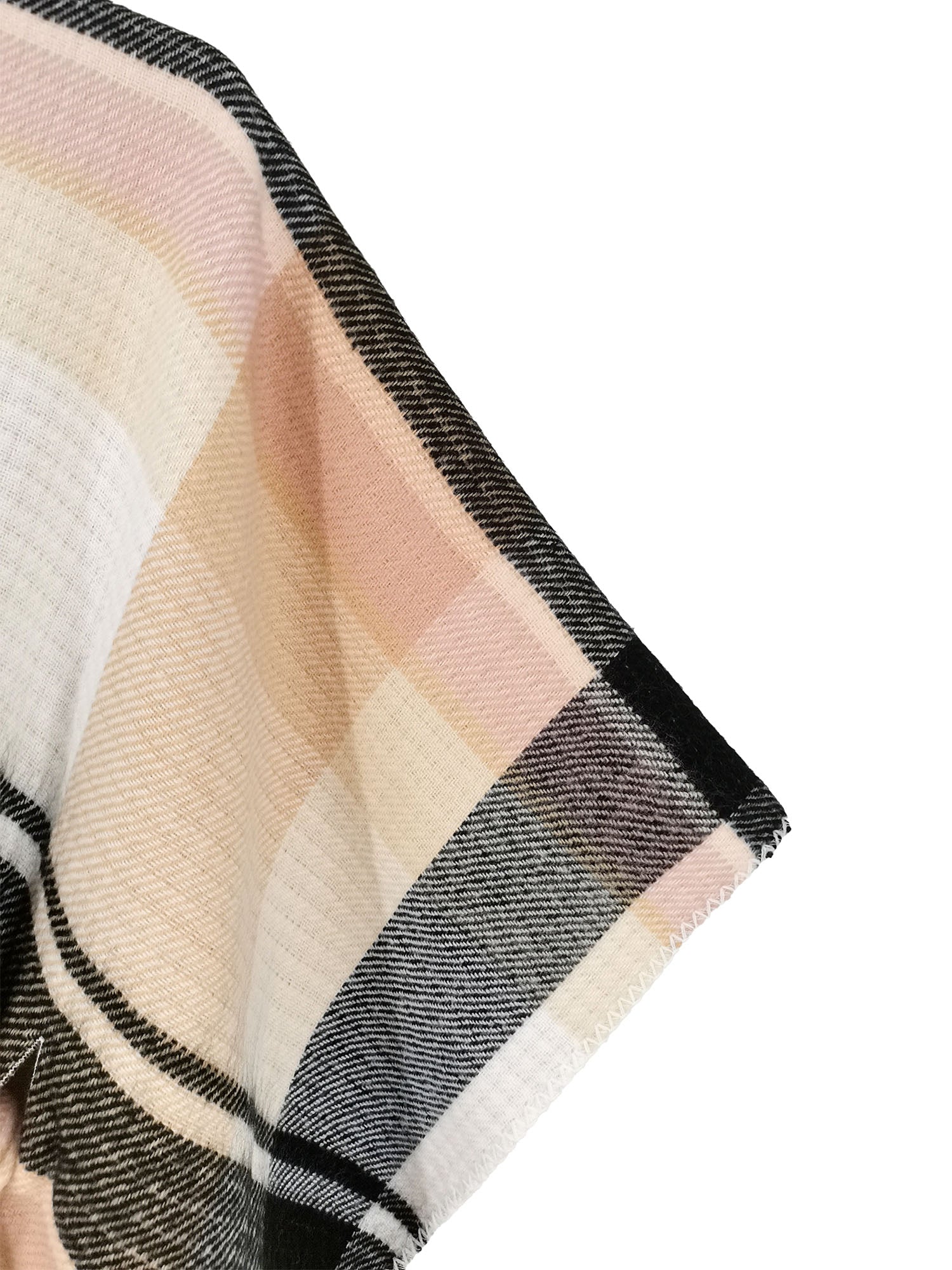 Neutral Plaid Belt Shawl Wrap