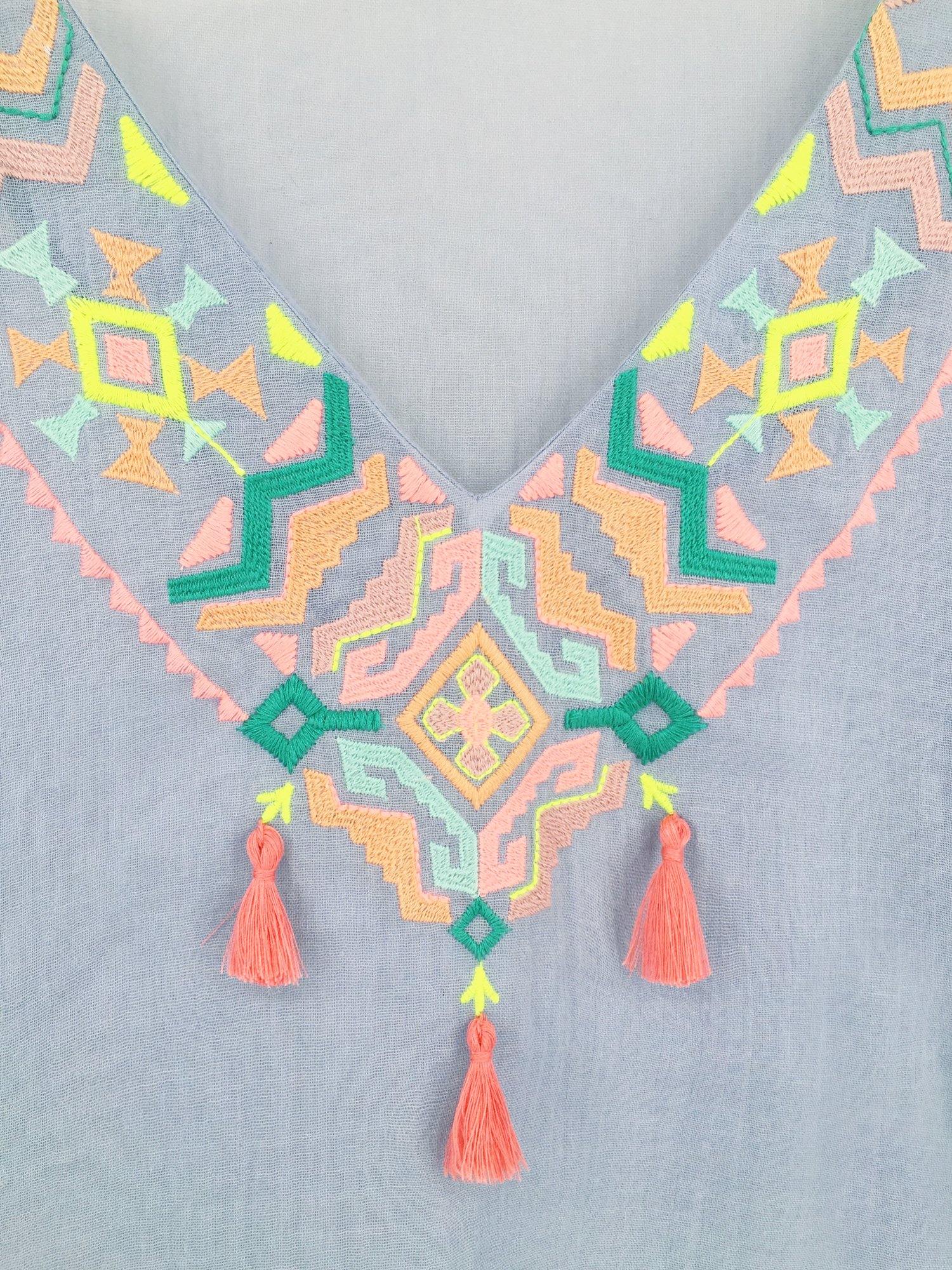 Moss Rose V-neck Embroidery Kaftan