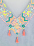 Moss Rose V-neck Embroidery Kaftan