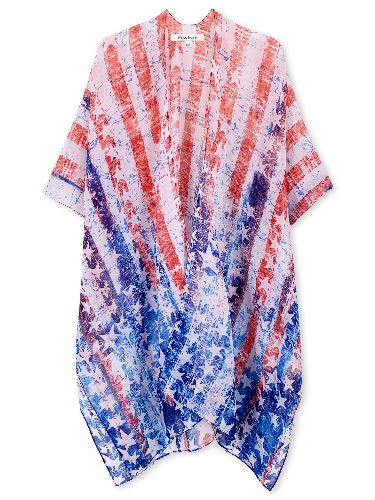 Moss Rose American Flag Kimono