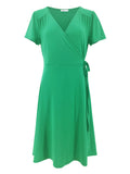 Moss Rose Solid Wrap Mini Dress