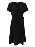 Moss Rose Solid Wrap Mini Dress