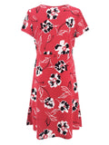 Moss Rose Red Floral Wrap Mini Dress