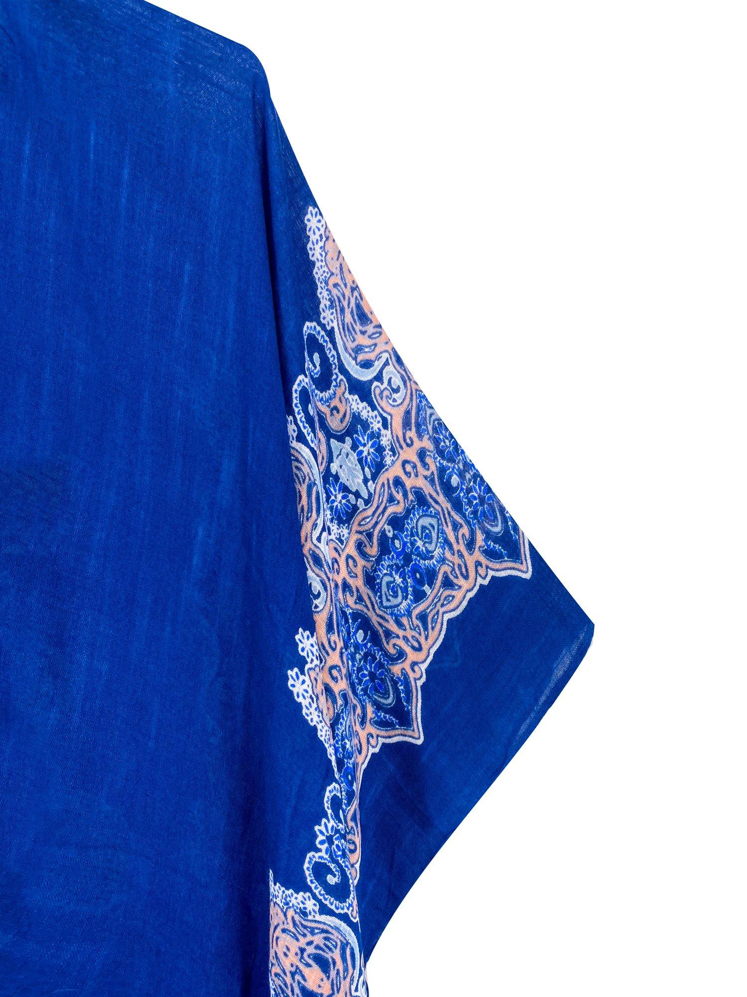 Adeline Blue Coral Print Kimono - Shopmossrose