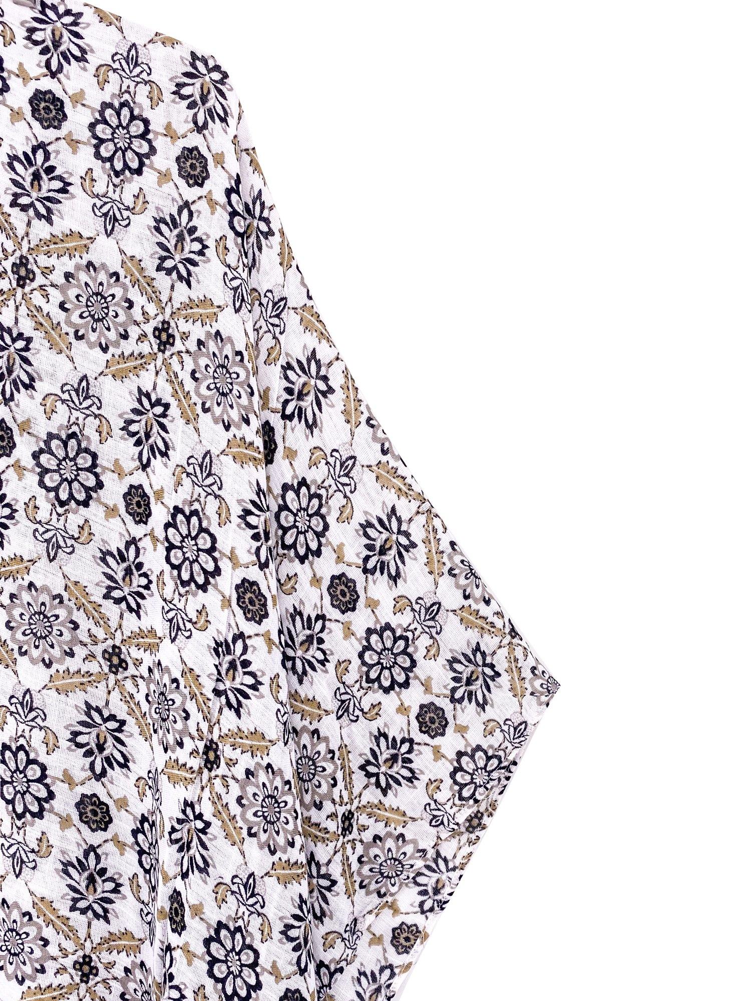 Beige Mixed Flowers Kimono - Shopmossrose