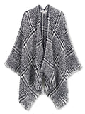 Black And White Houndstooth Poncho - Shopmossrose