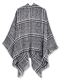Black And White Houndstooth Poncho - Shopmossrose