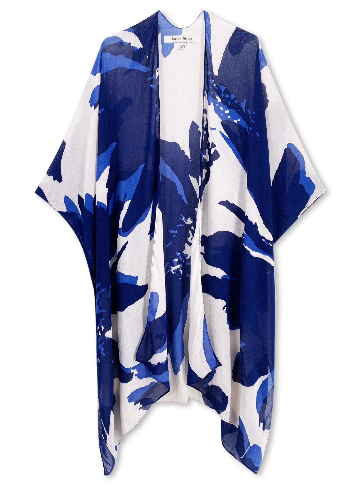 Moss Rose Blue Boho Kimono