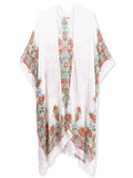 Moss Rose Adeline White Print Kimono  