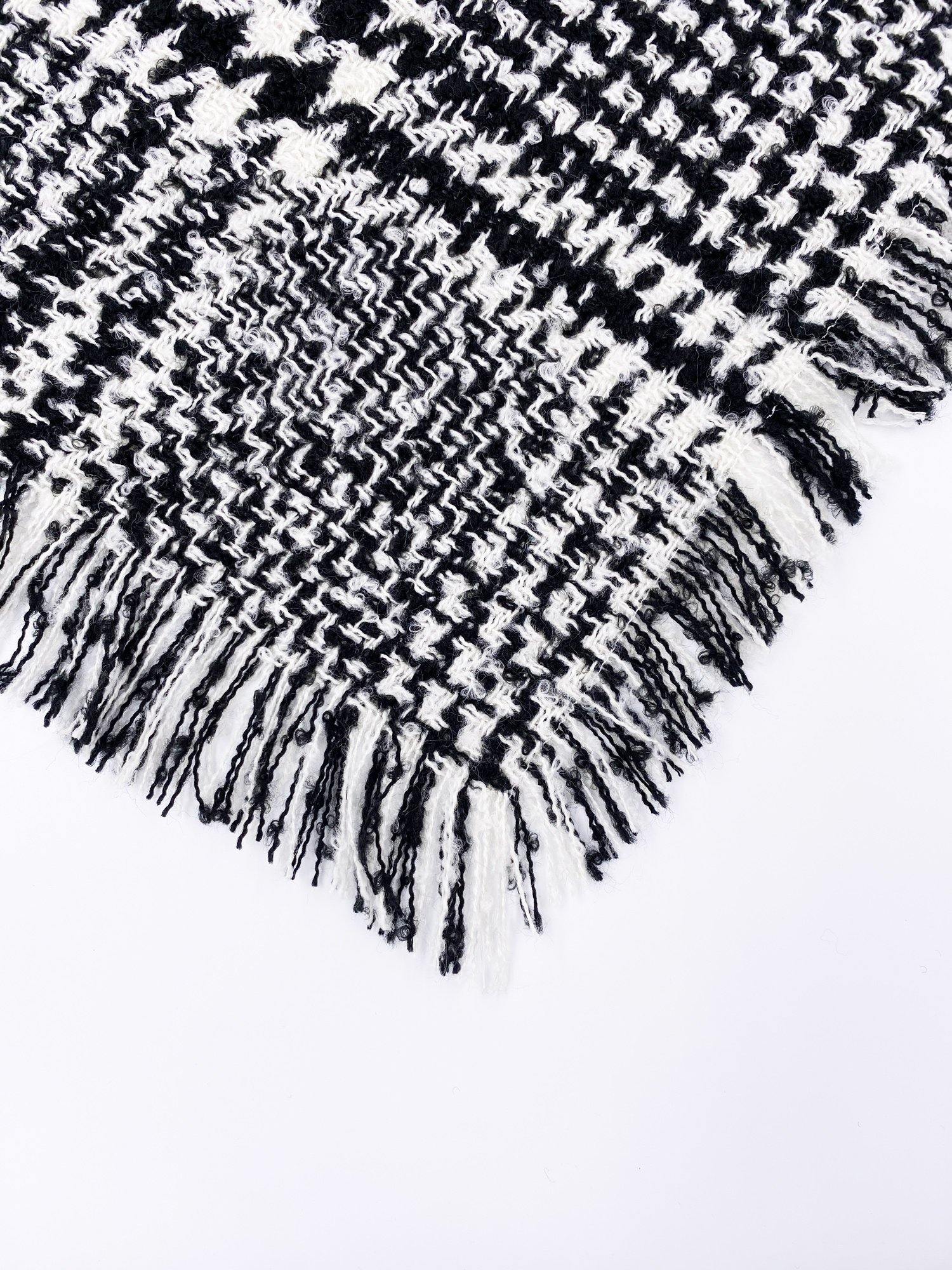 Black And White Houndstooth Poncho - Shopmossrose