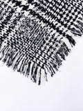 Black And White Houndstooth Poncho - Shopmossrose