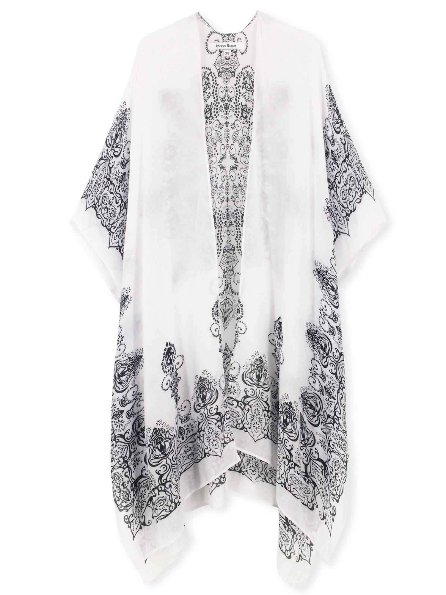 Moss Rose Bohemian Adeline White Print Kimono