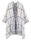 Reversible Plaid Ruana Wrap Shawl