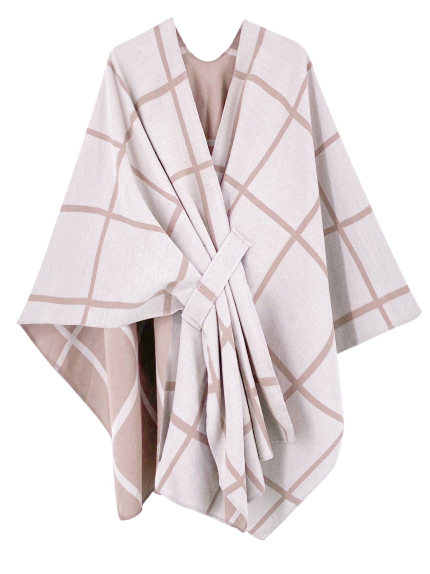 Reversible Plaid Ruana Wrap Shawl