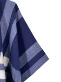 Navy Check Poncho Cape