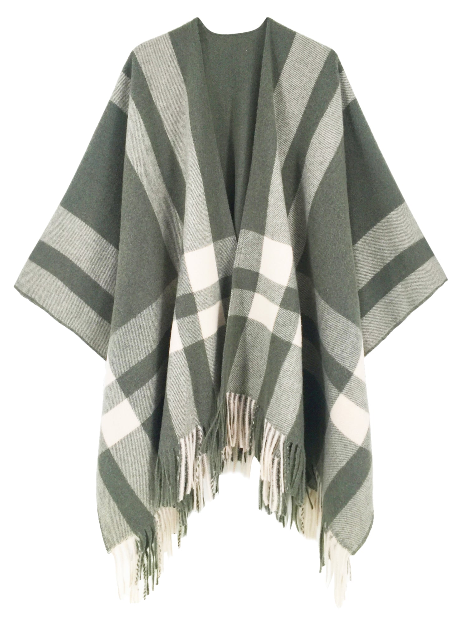 Olive Green Ruana Shawl Wrap