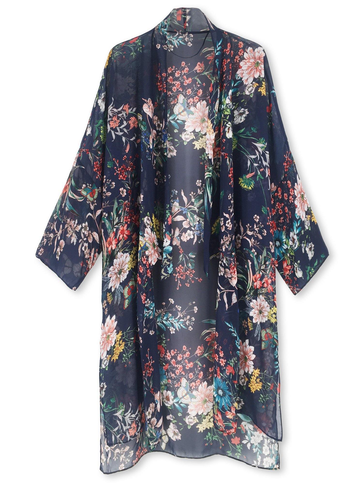 Moss Rose Navy Flora Airy Cover Up