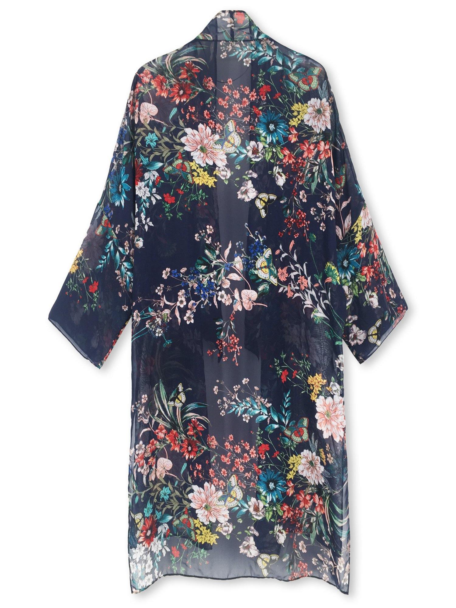 Moss Rose Navy Flora Airy Cover Up
